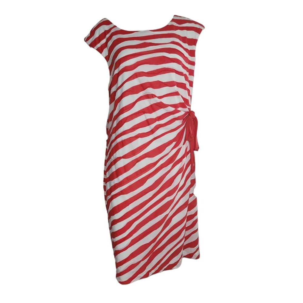 Dressbarn Dress Womens Size 18 Pink White Textured Striped Summer Casual Travel